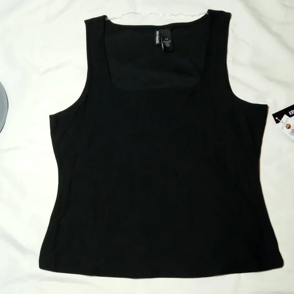Kristin Nicole Black Clean Finish Square Neck Fitted Tank Top Sz 1X - Picture 2 of 9